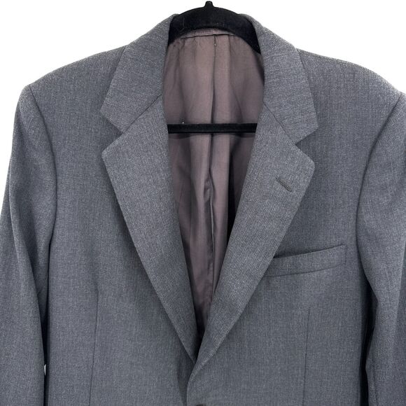 BURBERRY Vintage Dark Gray 2 Button Blazer Jacket Size Large 40" 40L - Picture 2 of 11